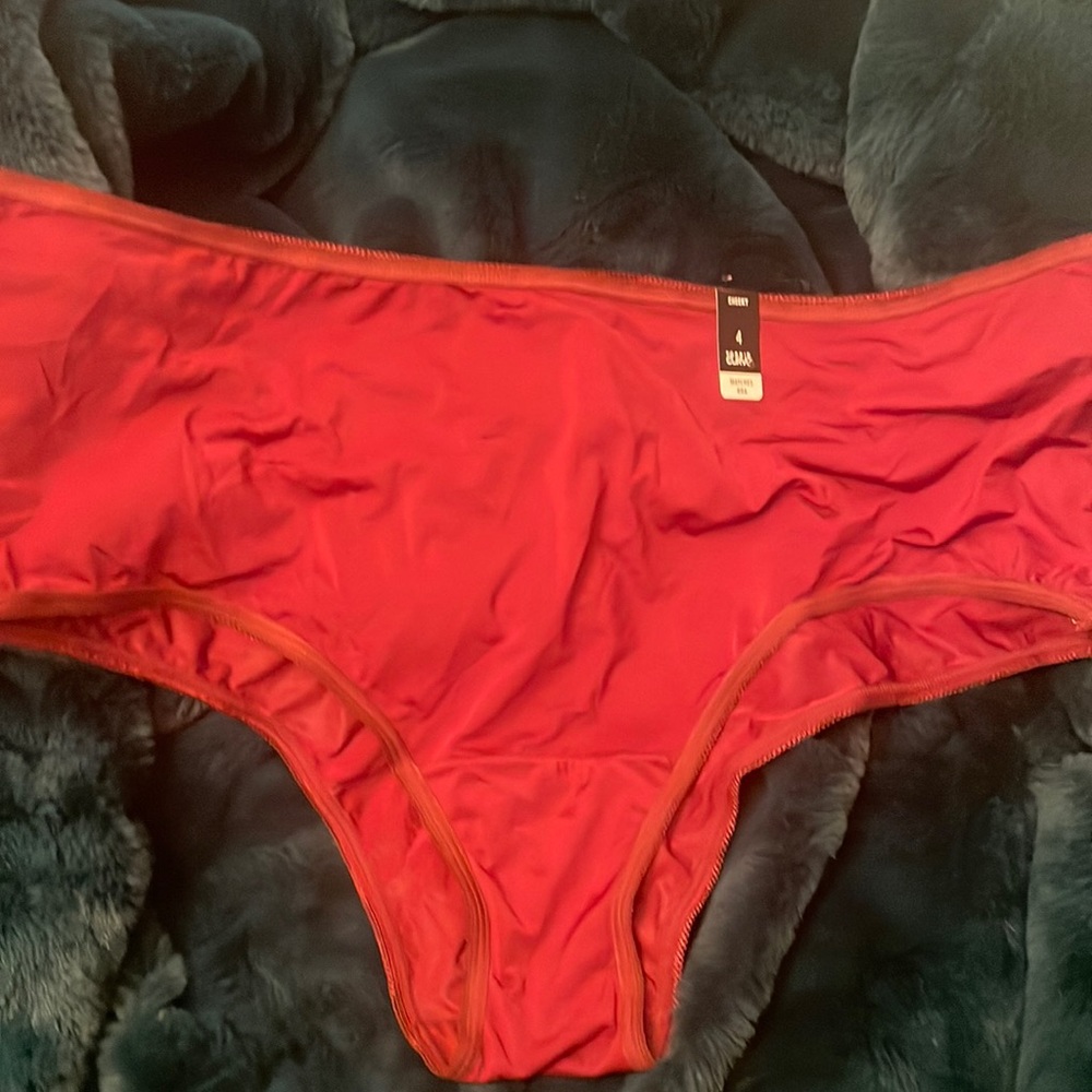 Torrid Curve-Cheeky with back embellishment - looks red in image, but it is plum